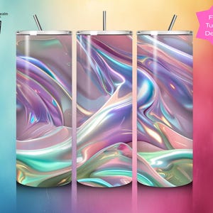 Holographic Tumbler Wrap PNG: Iridescent Pastel Rainbow Design (Digital Download)