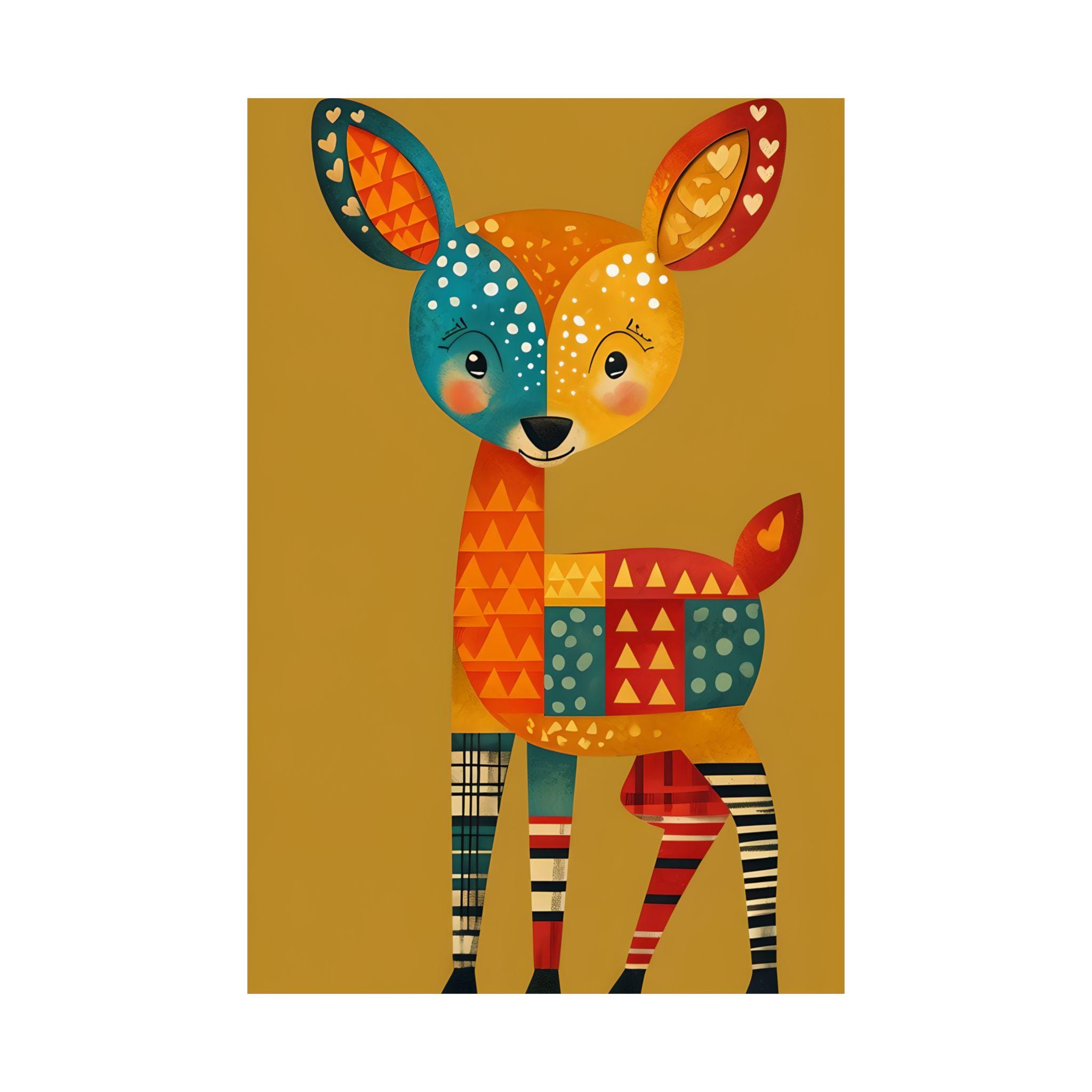 Whimsical Deer Art Print: Colorful Kid's Room Decor - Etsy