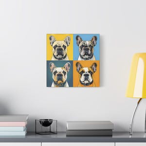 Colorful French Bulldog Canvas Art | Pet Portrait Wall Decor, Dog Lover Gift, Home Decoration, Unique Artwork, Pet Memorial
