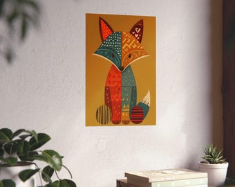 Colorful Fox Art Print: Whimsical Nursery Wall Decor