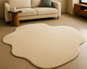 Cream Cloud Rug – Modern Abstract Plush Carpet