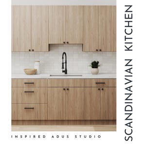 Scandinavian Kitchen Mood Board | Interior Design Kit | Neutral Wood Cabinets | Digital Download