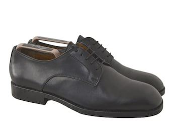Manelli Men's Black Leather Derby Shoes — Classic Elegant Formal Footwear US 10