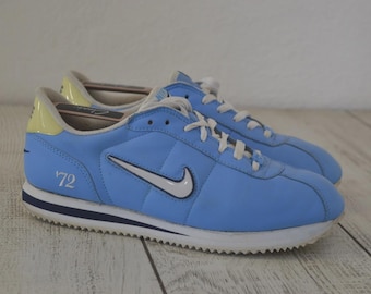 Zapatillas Nike Cortez 72 vintage de ante azul cielo, talla 9.5 para hombre, zapatillas clásicas para correr.