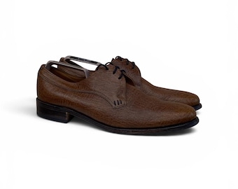 Loake England Tan Pebble Grain Leather Derby Shoes, Goodyear Welted Brogues (UK 10/US11)