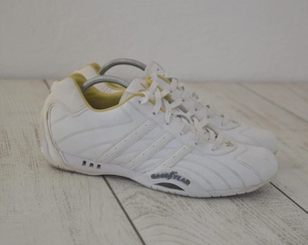 Vintage Adidas Adi Racer Low Goodyear Sneakers, White Leather Racing Shoes US 7.5
