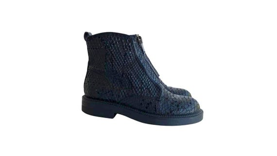 Greymer Italian Black Leather Ankle Boots Front Zip | US 9.5 / EUR 40 / 26 cm