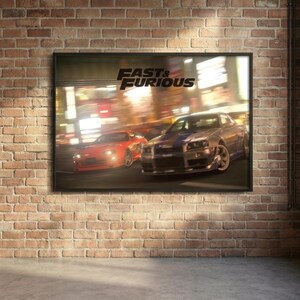 Fast & Furious Poster – JDM Car Wall Art – Nissan Skyline und Toyota Supra – Auto Poster – Geschenk für Tuning Fans – Wohnzimmer Deko