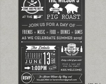 pig roast invitation etsy