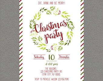 Christmas Holiday party invitation printed or DIY