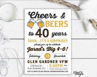cheers and beers birthday party invitation