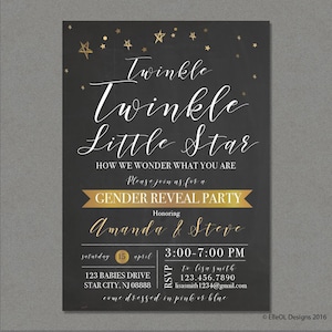 Twinkle twinkle little star gender reveal party invitation
