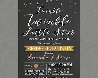 Twinkle twinkle little star gender reveal party invitation