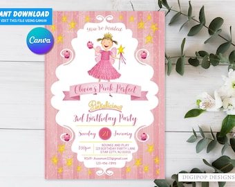 Pinkalicious invitation, pinkalicious birthday invitation, pinkalicious canva digital invitation