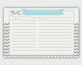 INSTANT DOWNLOAD - Recipe cards - Matching - Chevron