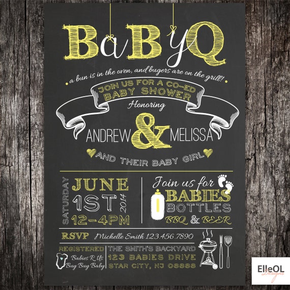 Baby is Brewing BBQ Baby-Q Co-Ed Chalkboard Baby Shower