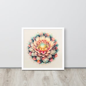 Aquarelle de Lotus Flower mandala impression numérique, impression Fleur de lotus, fleur de lotus colorée, art mural lotus imprimable, décor mural