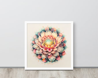 Lotus Flower watercolor mandala digital print, Lotus Flower print, lotus flower colorful, lotus wall art printable, wall décor