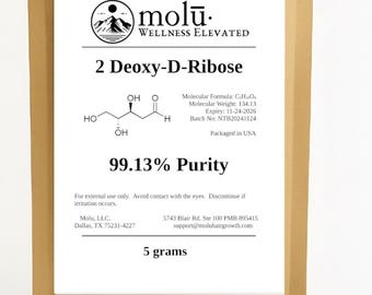 2 Deoxy-D-Ribose Powder - (5 grams) (> 99% Purity) | 2DDR Powder