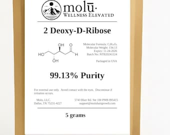 2 Deoxy-D-Ribose Powder - (5 grams) (> 99% Purity) | 2DDR Powder