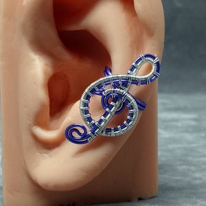 Purple and Silver Woven Treble Clef Ear Cuff