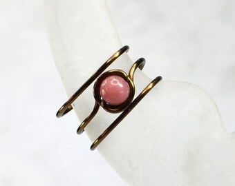 Aged Brass and Rhodonite Ear Cuff