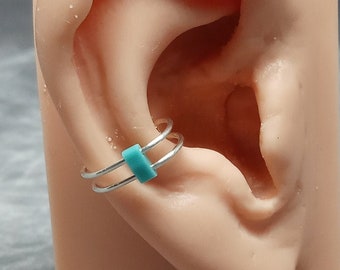 Double Ear Cuff with Glass Bead - Custom Colors