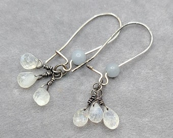 Moonstone Earrings Sterling Silver and Angelite