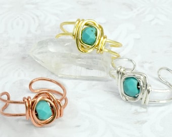 Robin's Egg Ear Cuff - Faux Turquoise and Custom Wire Color