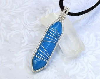 Blue Quartz Crystal Point Necklace