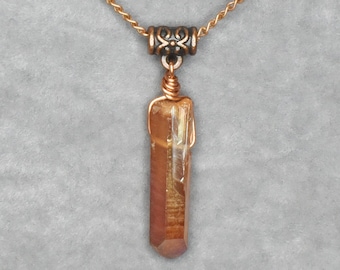 Copper and Peach Quartz Necklace - CPQ2