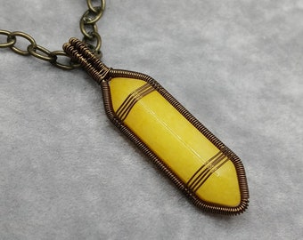 Yellow Quartz Crystal Point Necklace