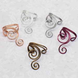 Ear Cuff Double Spiral Custom Color- Gold, Silver, Copper, Brass, Red, Magenta, Purple or Green