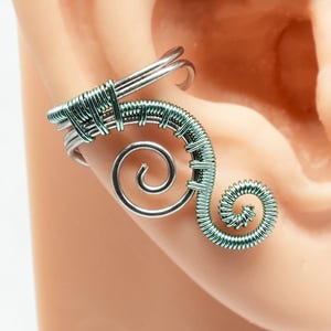 Custom Bi-Color Swirly Ear Cuff: Woven Spiral Design