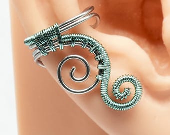 Custom Bi-Color Swirly Ear Cuff: Woven Spiral Design