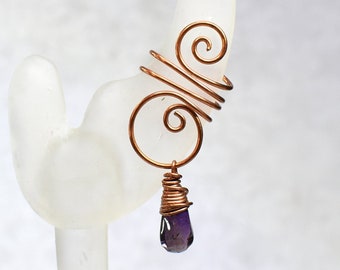 Copper and Amethyst Ear Cuff LEFT ear only