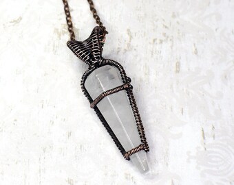 Copper and Quartz Crystal Point Necklace