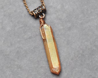 Copper and Peach Quartz Necklace - CPQ1