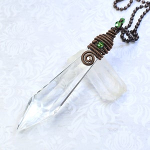 Copper Wrapped Glass Prism Necklace
