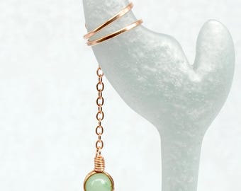Copper Ear Cuff with Green Aventurine - RIGHT Ear Only