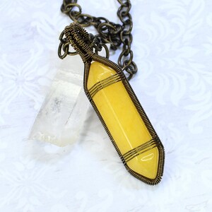 Yellow Quartz Crystal Point Necklace