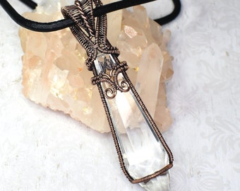 Copper Wrapped Glass Prism Necklace 2