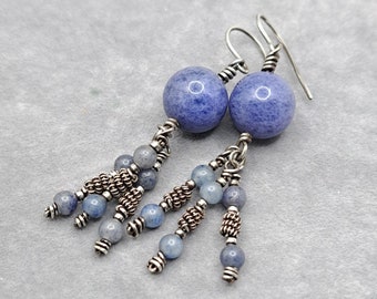 Sterling Silver and Blue Aventurine Earrings