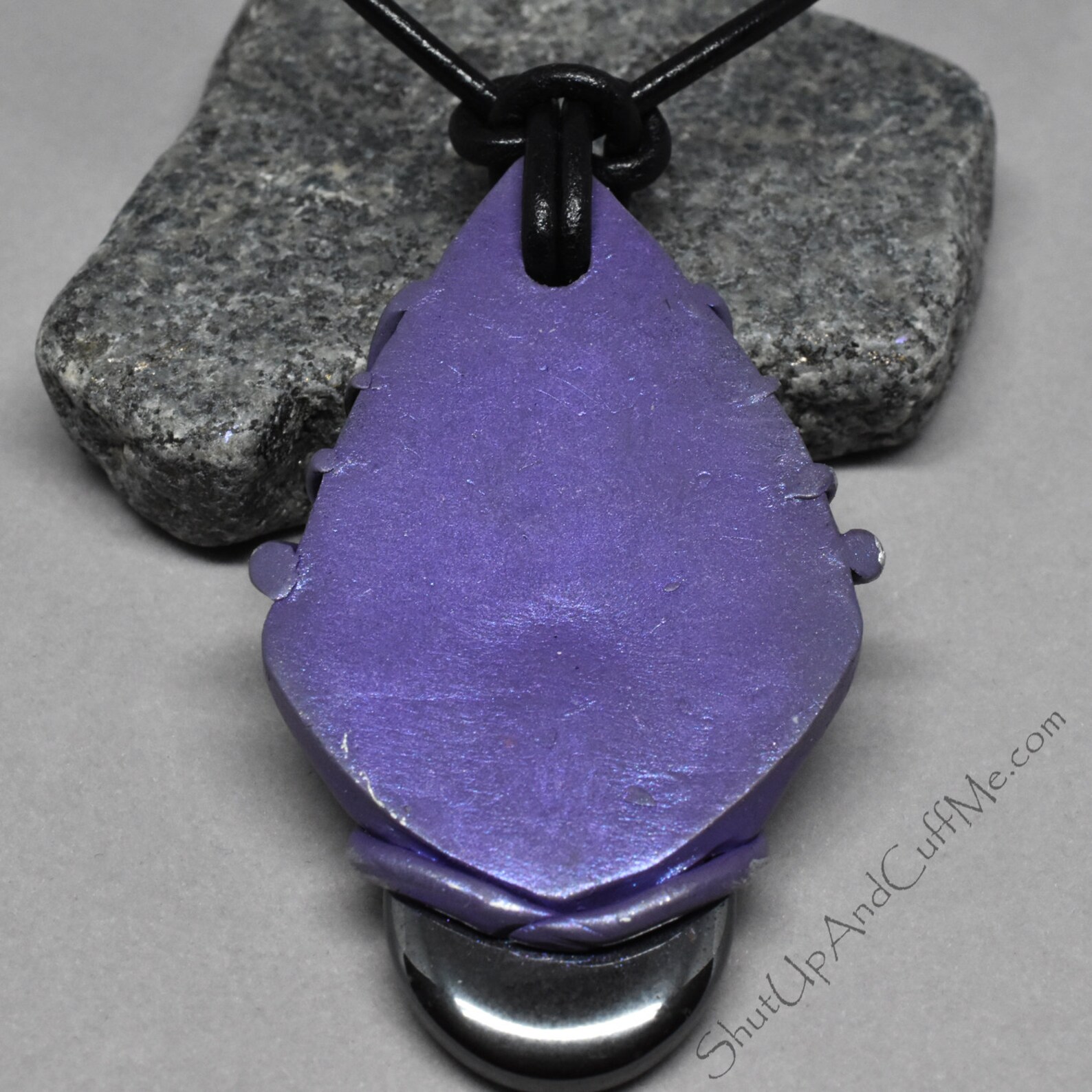 Hematite Amethyst and Polymer Clay Necklace Etsy