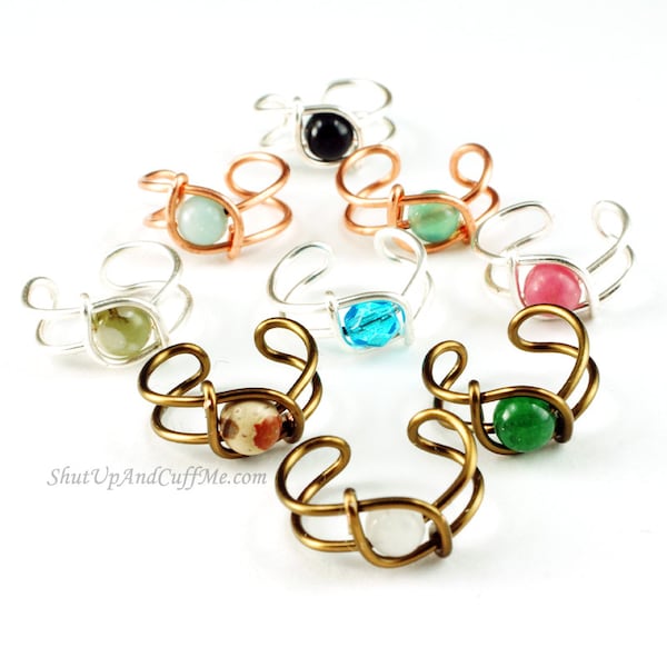 Wire Wrap Ear Cuff with Single Bead - You Pick the Bead and The Wire Color