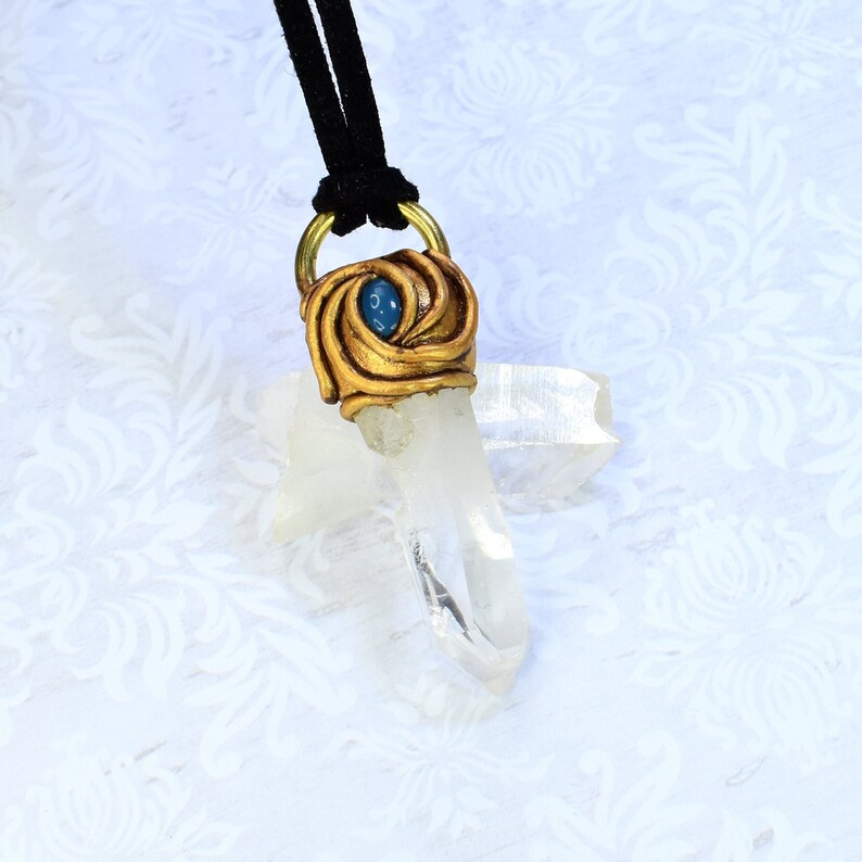 Quartz and Blue Agate Necklace imagem 1