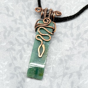 Green Jasper and Copper Snake Pendant