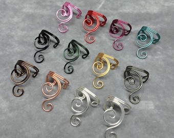 Ear Cuff Double Spiral Custom Color- Gold, Silver, Copper, Brass, Red, Magenta, Purple or Green