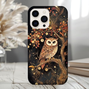 Woodland Owl Phone Case, Boho Owl Case,Owl Lover Case,Owl Lover Gift,Samsung Galaxy Phone Case,Pixel 9 case,IPhone 16, Pro Max,Iphone 17 Pro