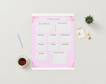 Weekly Planner Printable – 3 Aesthetic Styles | Greyorangish, Light Pink, Light Blue | A4 PDF | Instant Download